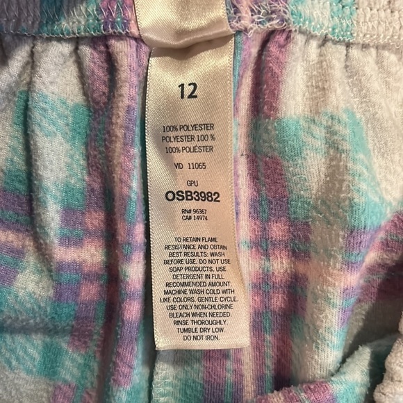 Osh Kosh Plaid Fleece size 12 kids’ Pajama Pants - Picture 3 of 3